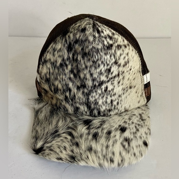 Western Real Cowhide and Leather Trucker Hat Style Snap Back Cap Mesh Adjustable - Picture 2 of 13